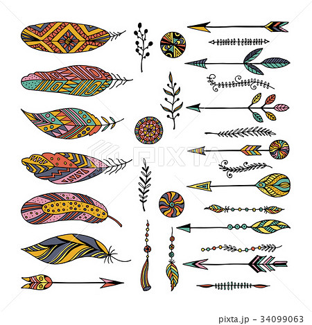 Set of ethnic elements. Modern romantic boho style 34099063