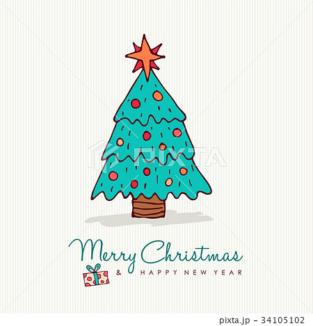 Christmas and new year holiday pine tree cartoon Christmas and new year holiday pine tree cartoon 34105102