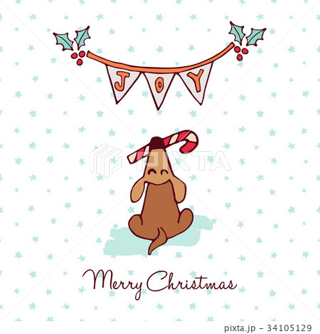 Christmas cute puppy dog cartoon greeting card 34105129
