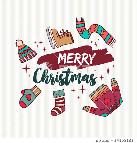 Christmas holiday winter clothes cartoon card 34105133