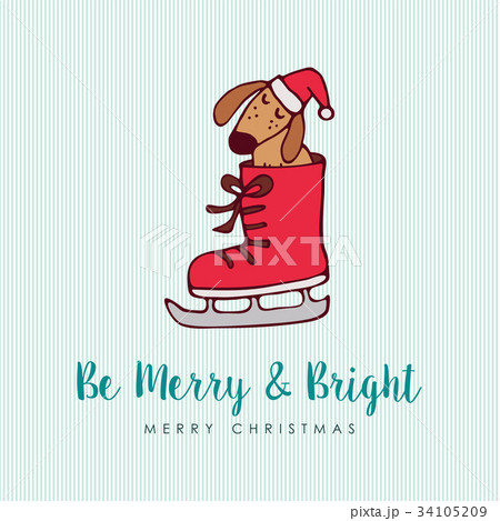 Funny Christmas puppy dog cartoon greeting card Funny Christmas puppy dog cartoon greeting card 34105209