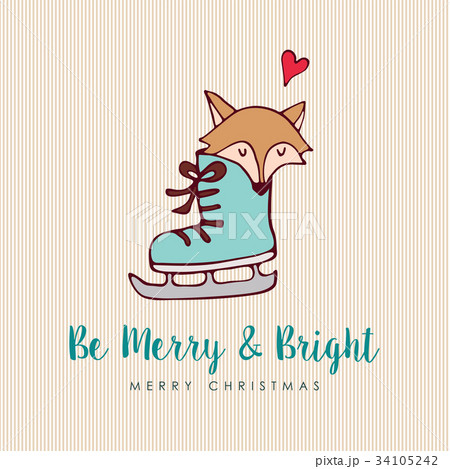 Funny Christmas fox holiday cartoon greeting card Funny Christmas fox holiday cartoon greeting card 34105242