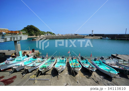 千葉県　太海の街並み　太海漁港 34113610