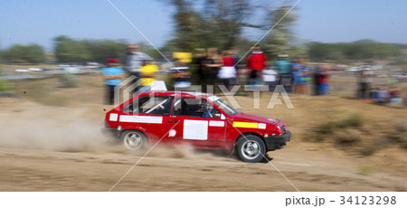 Rally car on a racing track Rally car on a racing track 34123298