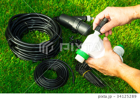 Automatic watering system for plants in beds 34125289
