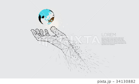 Hand carring under the world.  34130882