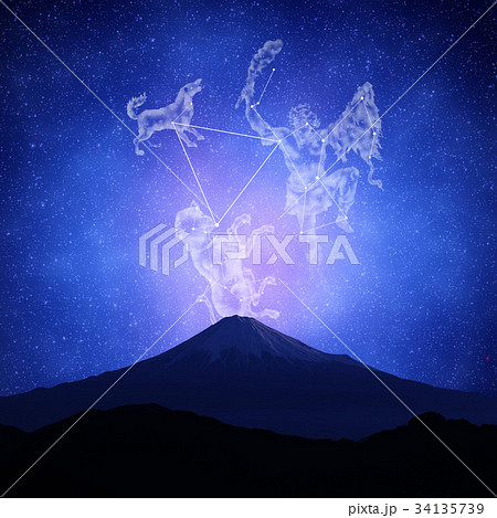 星座と富士山 星座と富士山 34135739