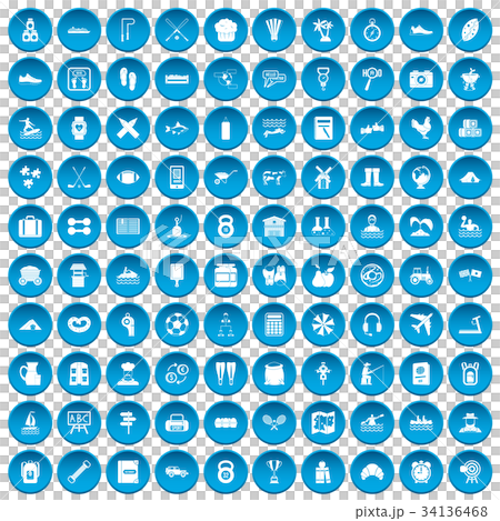 100 activity icons set blue - Stock Illustration [34136468] - PIXTA