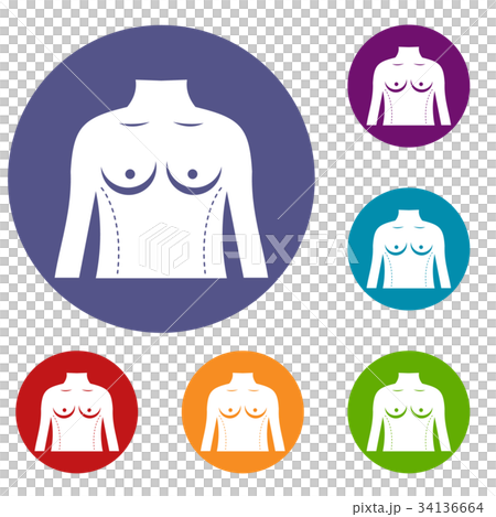 Plastic surgery of torso icons set 34136664