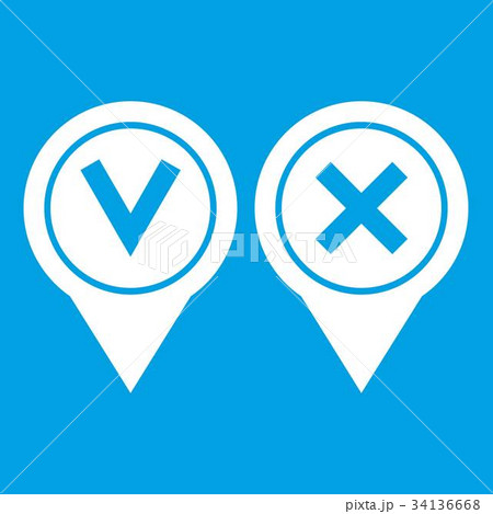 Tick affirmative and negative icon white 34136668