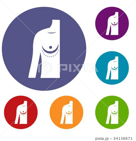 Breast implant surgery. icons set 34136671