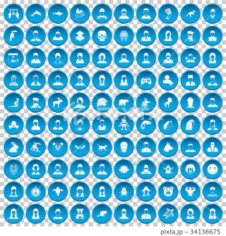 100 avatar icons set blue 100 avatar icons set blue 34136675