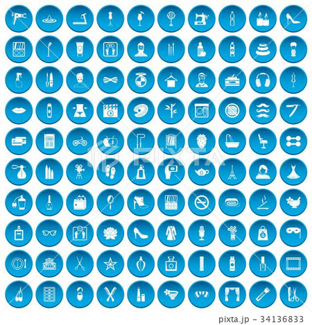 100 beauty and makeup icons set blue 100 beauty and makeup icons set blue 34136833