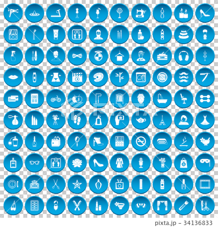 100 beauty and makeup icons set blue 100 beauty and makeup icons set blue 34136833
