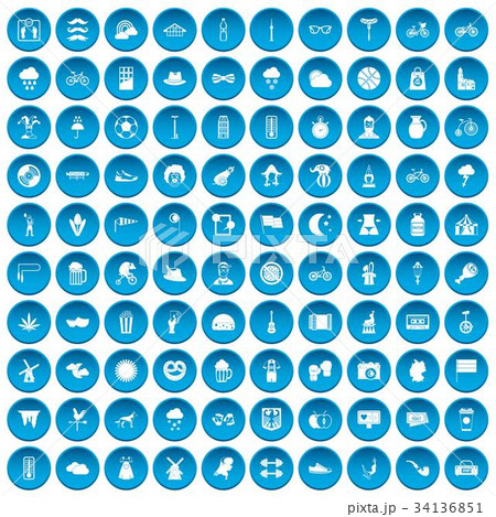 100 bicycle icons set blue 100 bicycle icons set blue 34136851