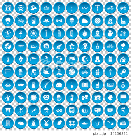 100 bicycle icons set blue 100 bicycle icons set blue 34136851