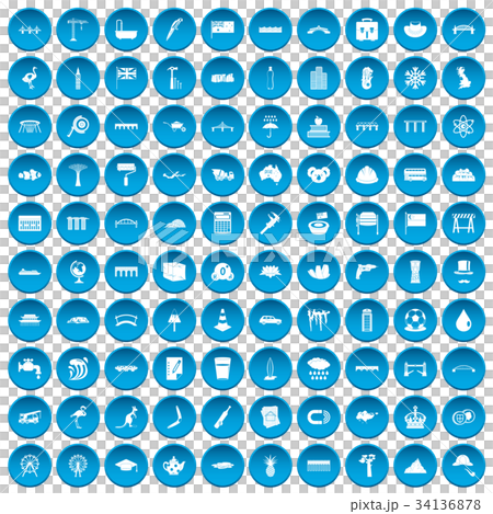 100 bridge icons set blue 34136878
