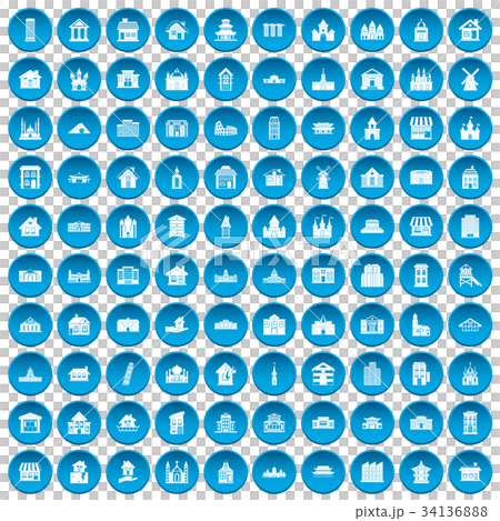 100 building icons set blue 100 building icons set blue 34136888