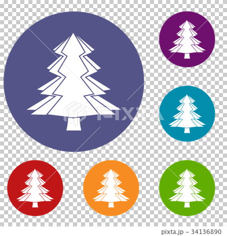 Fir tree icons set 34136890