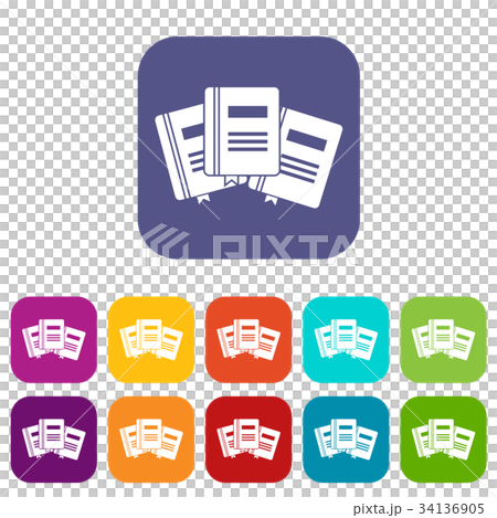 Three books with bookmarks icons set Three books with bookmarks icons set 34136905