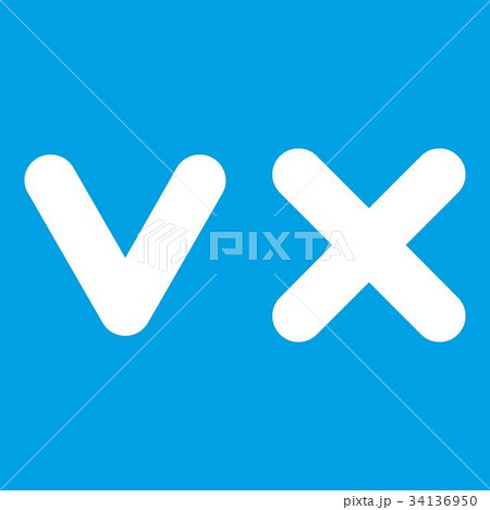 Fat tick and cross icon white 34136950