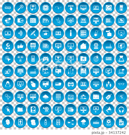 100 computer icons set blueのイラスト素材 [34137242] - PIXTA