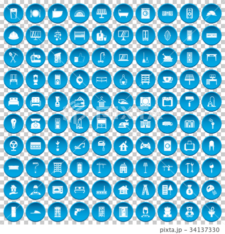 100 comfortable house icons set blue 34137330