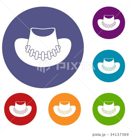 Cowboy hat icons set Cowboy hat icons set 34137369