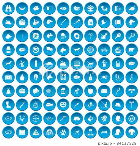 100 dog icons set blue 100 dog icons set blue 34137528