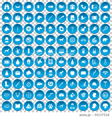 100 dog icons set blue 100 dog icons set blue 34137528