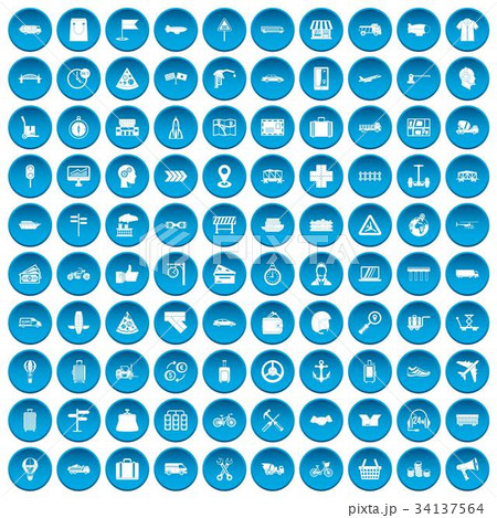 100 delivery icons set blue 34137564