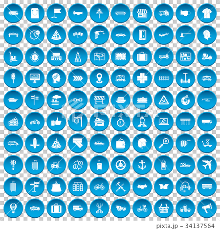 100 delivery icons set blue 34137564
