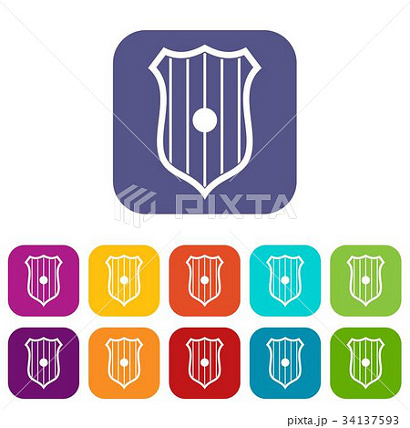 Protective shield icons set 34137593