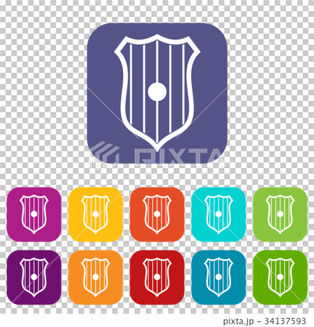 Protective shield icons set 34137593