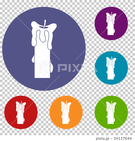 Extinguished candle icons set Extinguished candle icons set 34137644