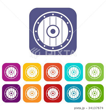 Round army shield icons set 34137674