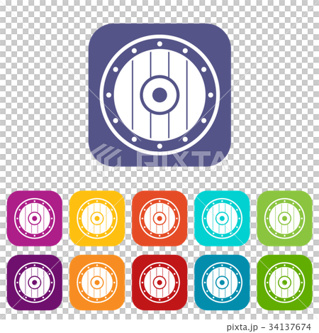 Round army shield icons set 34137674