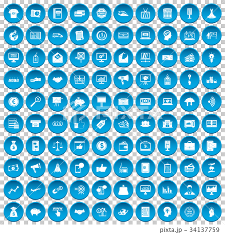 100 e-commerce icons set blue 34137759