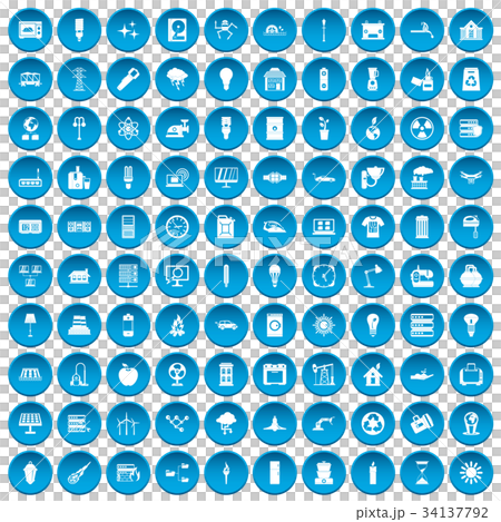 100 electricity icons set blue 100 electricity icons set blue 34137792