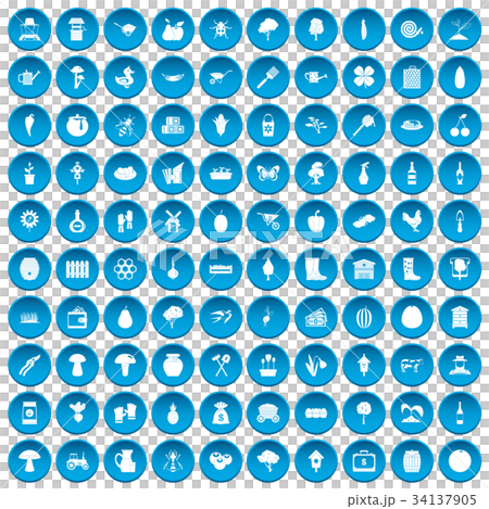 100 farming icons set blue 100 farming icons set blue 34137905