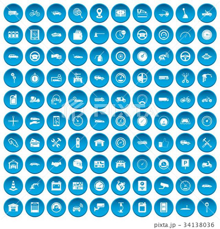 100 garage icons set blue 100 garage icons set blue 34138036