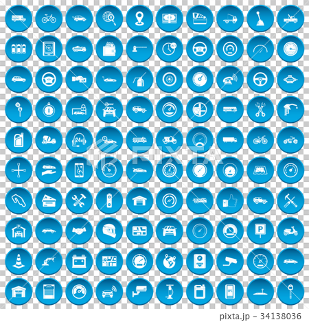 100 garage icons set blue 100 garage icons set blue 34138036