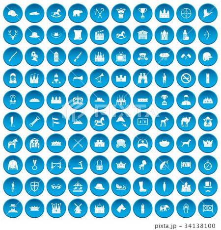 100 horsemanship icons set blue 34138100