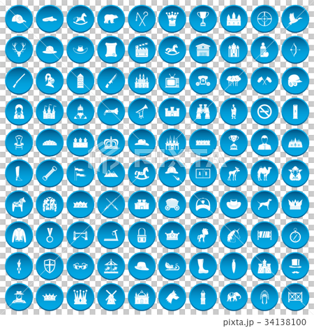 100 horsemanship icons set blue 34138100