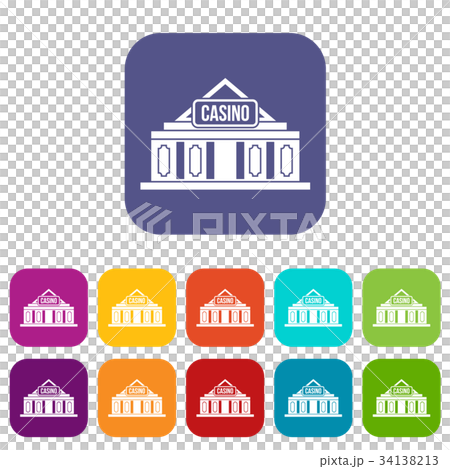 Casino building icons set Casino building icons set 34138213