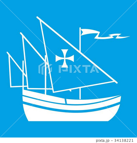 Ship of Columbus icon white 34138221