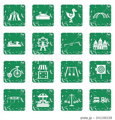 Amusement park icons set grunge 34138336