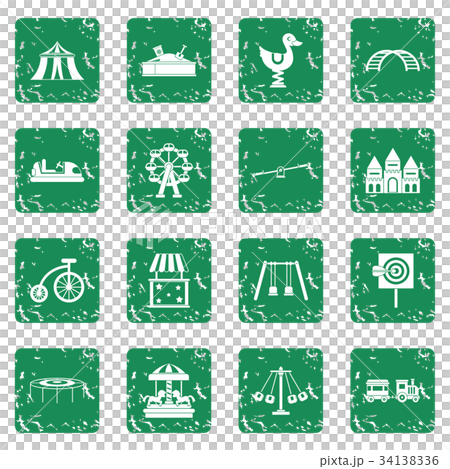 Amusement park icons set grunge 34138336