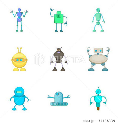 Clever machines icons set, cartoon style 34138339