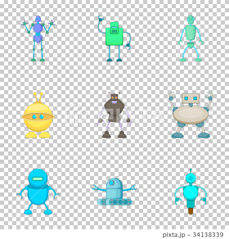 Clever machines icons set, cartoon style 34138339